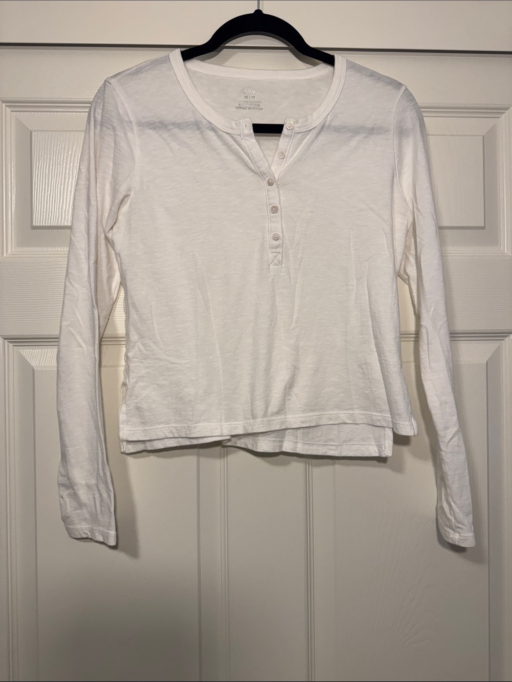 Aerie Women's White Henley Long-Sleeve Top